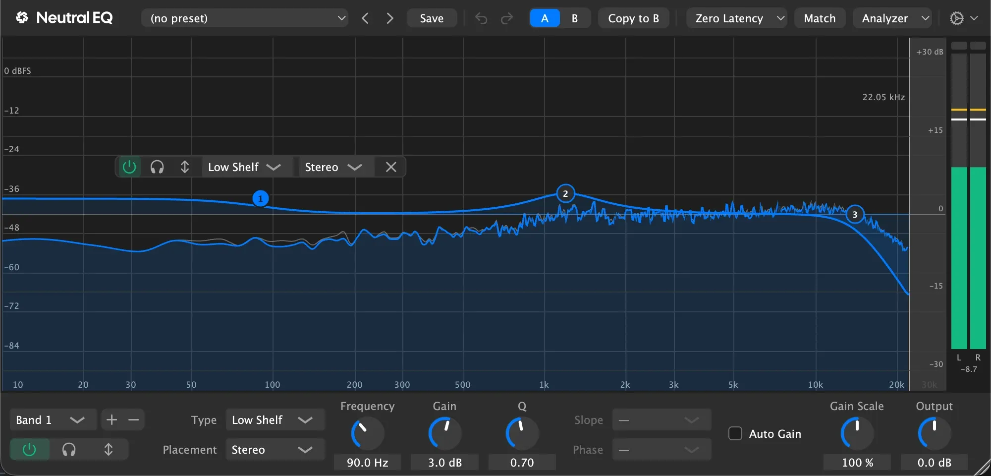 Neutral EQ in the other appearance, which it switches to with your Mac